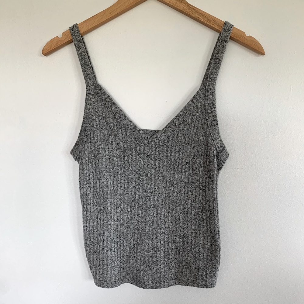 American Eagle Outfitters Soft and Sexy Gray Ribbed Knit Crop Top